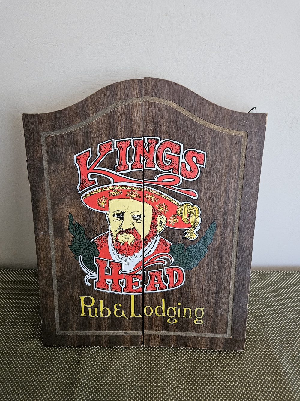Kings Head Pub & Lodging Decorative Wall Cabinet - Brown and Red